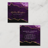 Modern Velvet Paarse Marble Agate Geode Vierkante Visitekaartje (Voorkant / Achterkant)