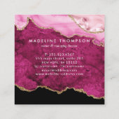 Modern Velvet Pink Marble Agate Geode Vierkante Visitekaartje (Achterkant)