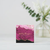 Modern Velvet Pink Marble Agate Geode Vierkante Visitekaartje (Staand voorkant)