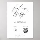 Modern Venmo Tip Uw Bartender Trouwbord Poster (Voorkant)