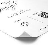 Modern Venmo Tip Uw Bartender Trouwbord Poster (Hoek)