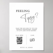 Modern Venmo Tip Uw Bartender Trouwbord Poster (Voorkant)