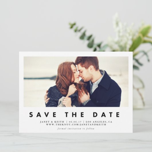 Modern venster De datumfotokaart opslaan Save The Date (Staand voorkant)