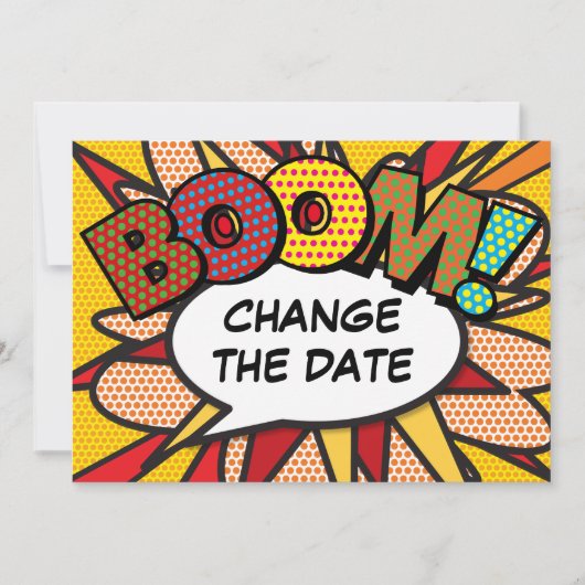 Modern Verander de datum Fun Comic Book Save The Date (Voorkant)