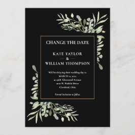 Modern Verander de datum Goud Zwart groen bladeren Kaart