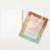 Modern verbrand Oranje Cream Aqua & Gold Abstract Planner (Display)