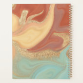 Modern verbrand Oranje Cream Aqua & Gold Abstract Planner (Achterkant)