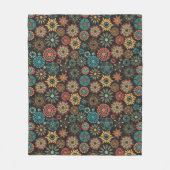 Modern verbrand oranje en blauwgroen bloempatroon fleece deken (Voorkant)