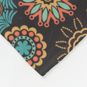 Modern verbrand oranje en blauwgroen bloempatroon fleece deken (Hoek)