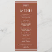 Modern Verbrand Sinaasappel Terracotta Monogram Br Menu (Voorkant)