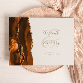Modern verbrande oranje goud agaat ivoor gastenboek