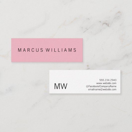 Modern verfijnd roze mini visitekaartje (Voorkant / Achterkant)