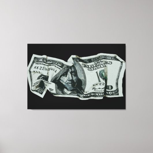 Modern Verfrommeld $100 Bill Design Canvas Afdruk (Voorkant)