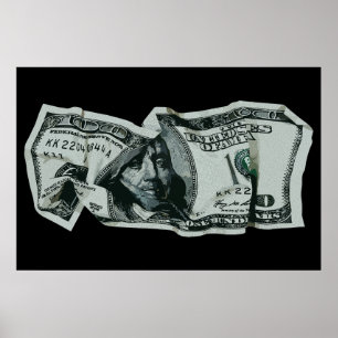 Modern Verfrommeld $100 Bill Design Poster