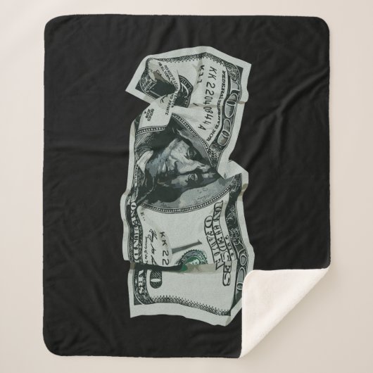Modern Verfrommeld $100 Bill Design Sherpa Deken (Voorkant)
