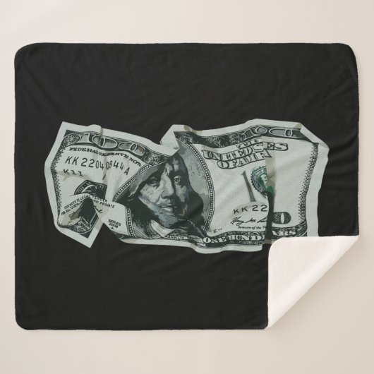 Modern Verfrommeld $100 Bill Design Sherpa Deken (Voorkant (horizontaal))