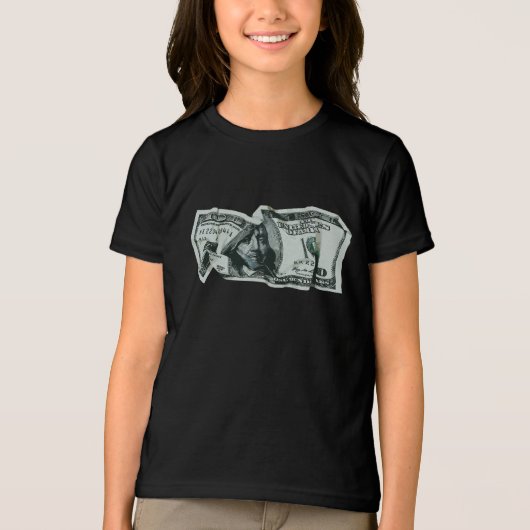 Modern Verfrommeld $100 Bill Design Tri-Blend Shirt (Voorkant)