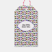 Modern Verjaardag Pixel Auto Naadloos Patroon Cadeaulabel (Voorkant)