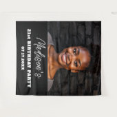 Modern verjaardagsfeest Zwart Custom Photo Instagr Wandkleed (Voorkant (horizontaal))