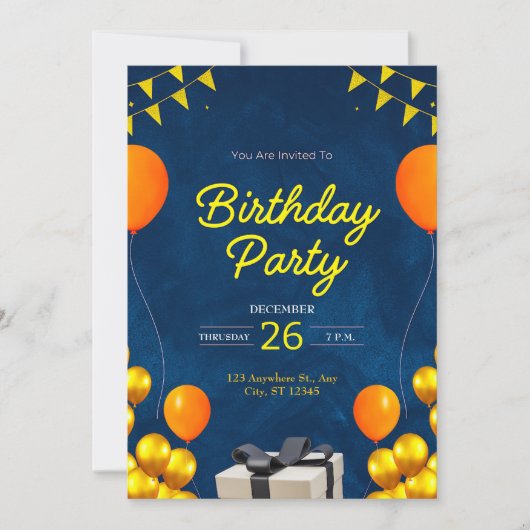 Modern verjaardagsfeestje kaart (Voorkant)