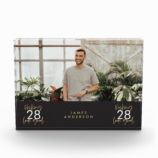 Modern verjaardagsvriendelijk stijlvol elegant scr fotoblokken (Voorkant)
