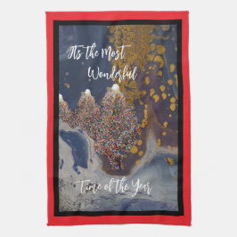 Modern verlicht kerstboomontwerp theedoek