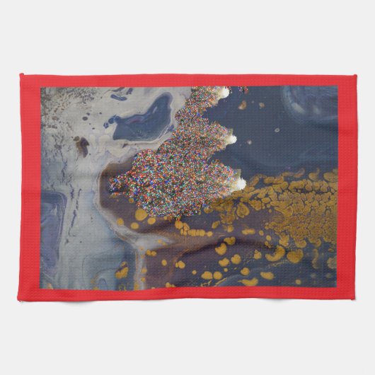 Modern verlicht kerstboomontwerp theedoek (Horizontaal)