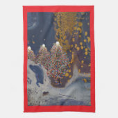 Modern verlicht kerstboomontwerp theedoek (Verticaal)