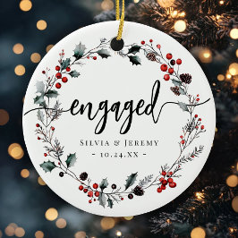 Modern Verloving Eerste Kerstmismaretak krans Keramisch Ornament