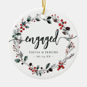 Modern Verloving Eerste Kerstmismaretak krans Keramisch Ornament (Voorkant)