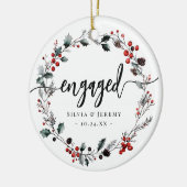 Modern Verloving Eerste Kerstmismaretak krans Keramisch Ornament (Links)