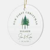 Modern Verloving eerste kerstpijnbomen Keramisch Ornament (Links)