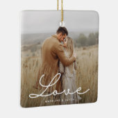 Modern Verloving Foto Kalligrafie Liefde Keramisch Ornament (Rechts)