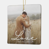 Modern Verloving Foto Kalligrafie Liefde Keramisch Ornament (Links)