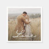 Modern Verloving Foto Kalligrafie Liefde Servet (Voorkant)