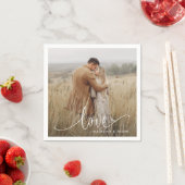 Modern Verloving Foto Kalligrafie Liefde Servet (Insitu)