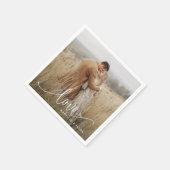 Modern Verloving Foto Kalligrafie Liefde Servet (Hoek)