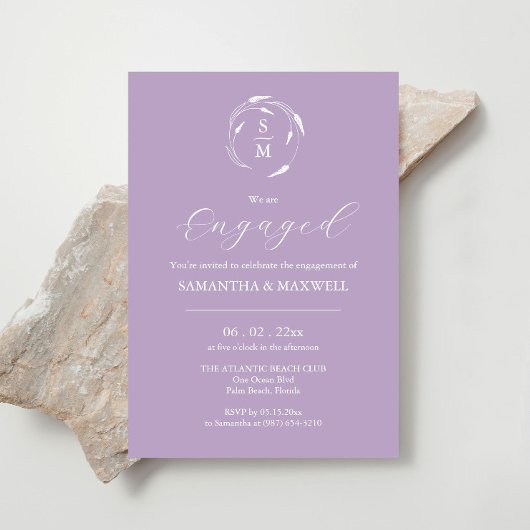 Modern Verloving Invitation Design Lavendel Kaart