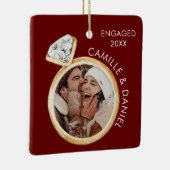 Modern Verloving Kerst Foto Ornament (Rechts)