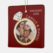 Modern Verloving Kerst Foto Ornament (Links)