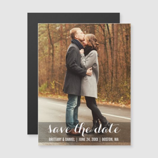 Modern Verloving Magnetic Save The Date Magnetische Uitnodiging (Voorkant / Achterkant)