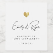 Modern Verloving Part Gefeliciteerd Gold Heart Wijn Etiket (Enkel label)