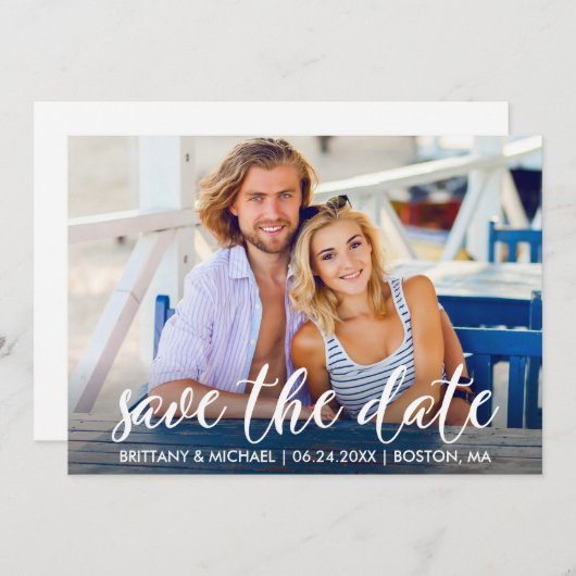 Modern Verloving sparen het Datumfotopaar Kaart (Voorkant / Achterkant)