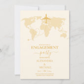 Modern Verloving voor zwarte en goudbestemming Kaart (Voorkant)