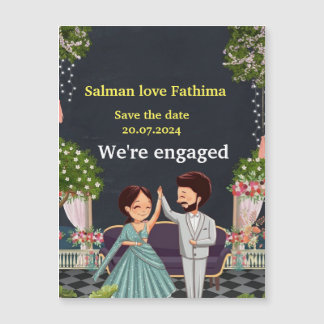 Modern verlovingsfeest magnetische uitnodiging