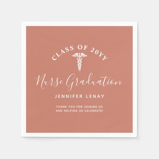 Modern verpleegkundig Afstudeerder Terracotta Oran Servet (Voorkant)