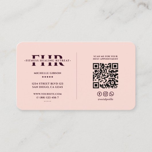 Modern Verpleegkundig Monogram Esthetisch Roze Visitekaartje (Achterkant)