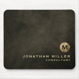 Modern Versleten Leren Gouden Monogram Muismat