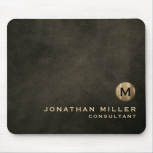 Modern Versleten Leren Gouden Monogram Muismat