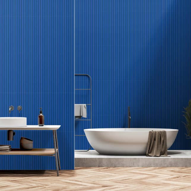 Modern verticaal lapis blauw gestreept patroon behang (Badkamer)